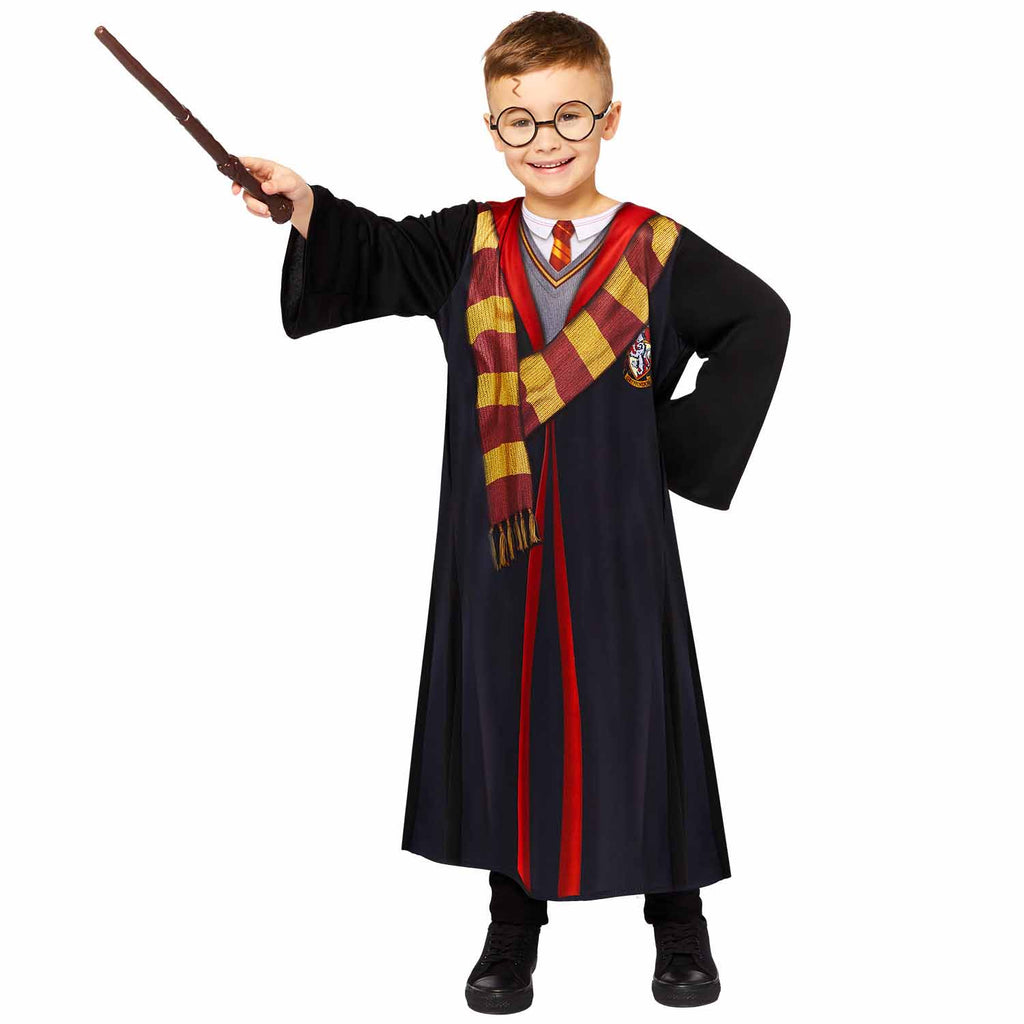 hild's Harry Potter Gryffindor robe costume with glasses and wand 