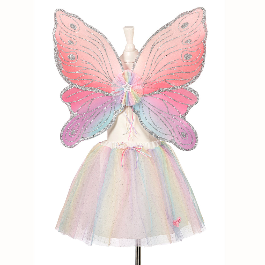 Child's Fairy set in rainbow colours. Included tutu skirt and patterned wings.