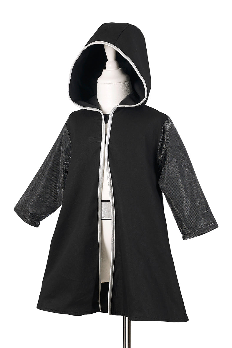 Child's black velvet hooded coat