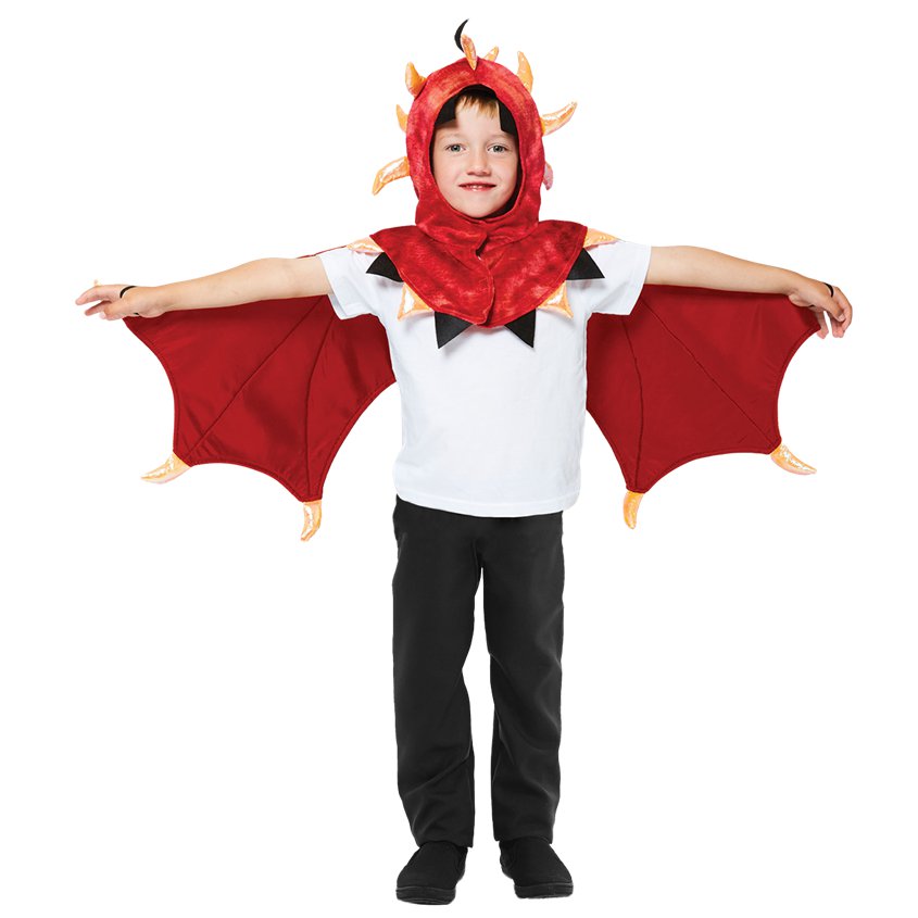 Child's Dragon Cape with hood, metallic wings and spikes