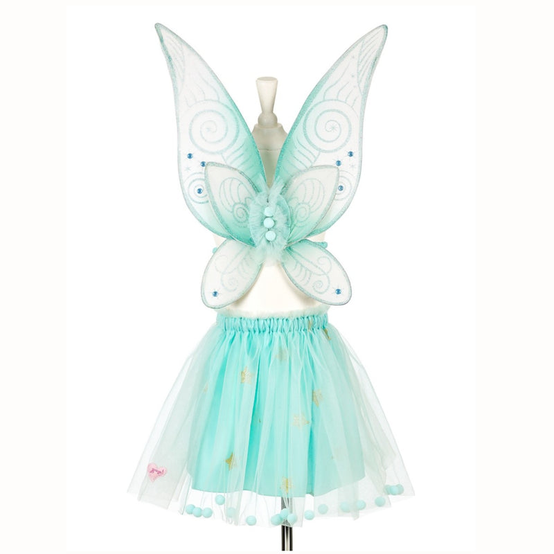 Child's two piece green fairy set. Wire framed fairy wings and full tutu skirt