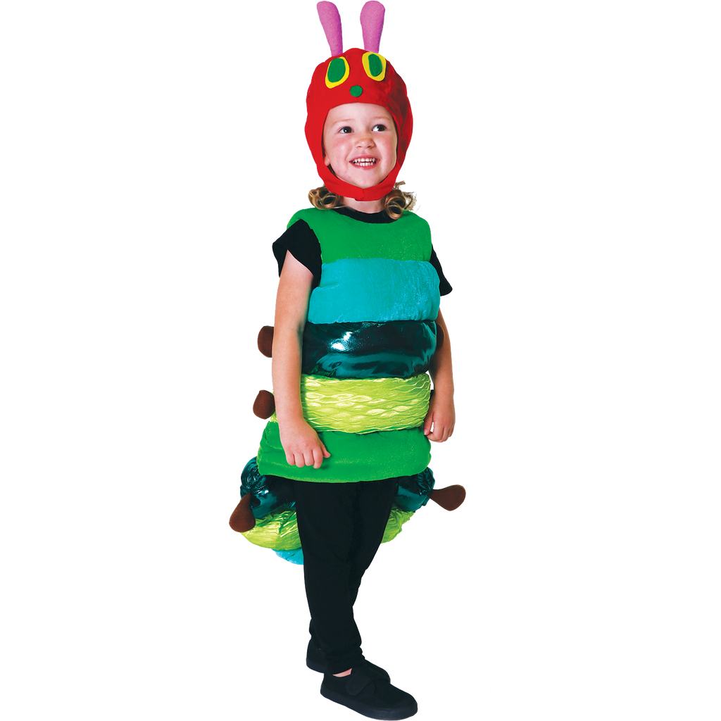 Toddler's green stripy caterpillar costume with hood