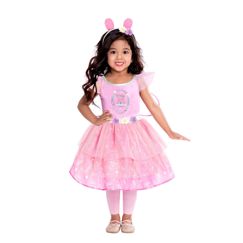 Toddler and Child's pink Peppa Pig fairy dress with wings and headband