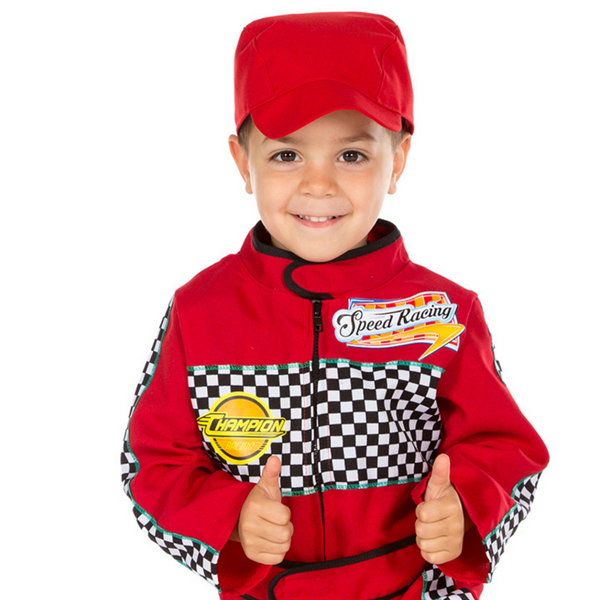 Children's Race Car Driver Costume Formula 1 Pretend to Bee Time to