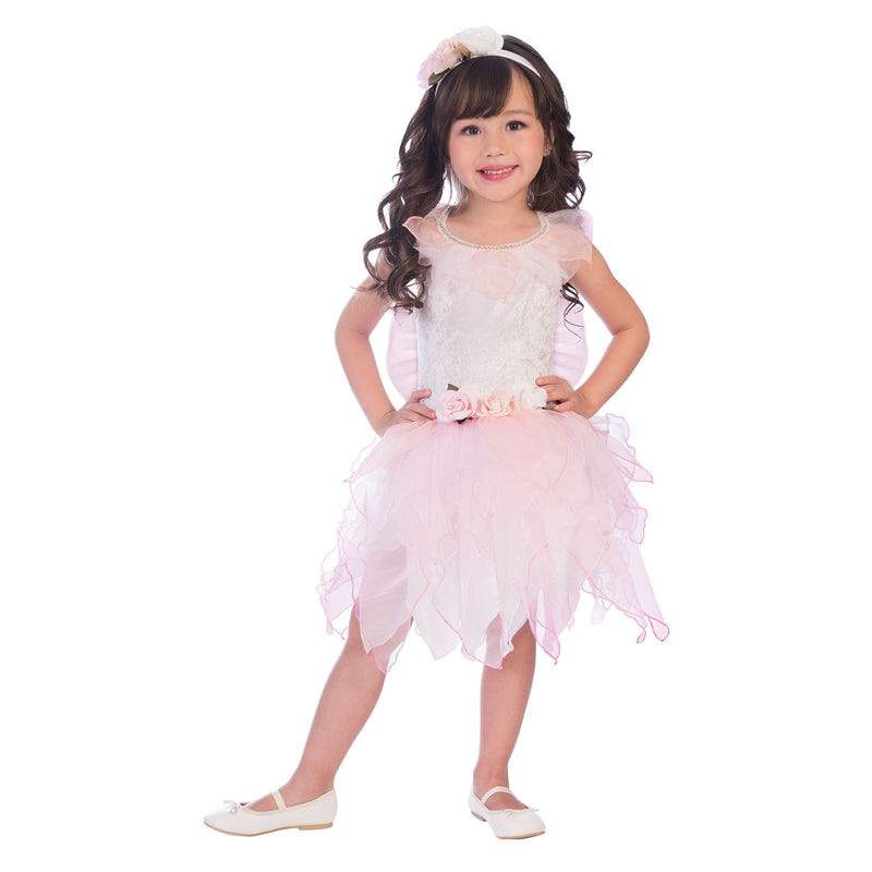 Toddler and child fairy dress in pink and white. Comes with attached net wings and headband