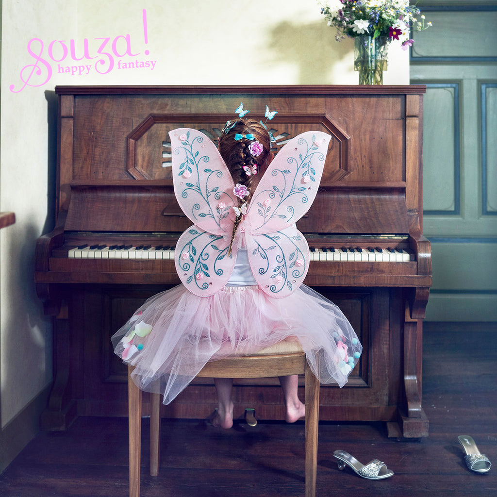 Child's pink fairy set, includes layered tutu skirt and matching fairy wings