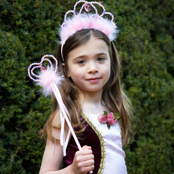 Pink Headband with bow and crown