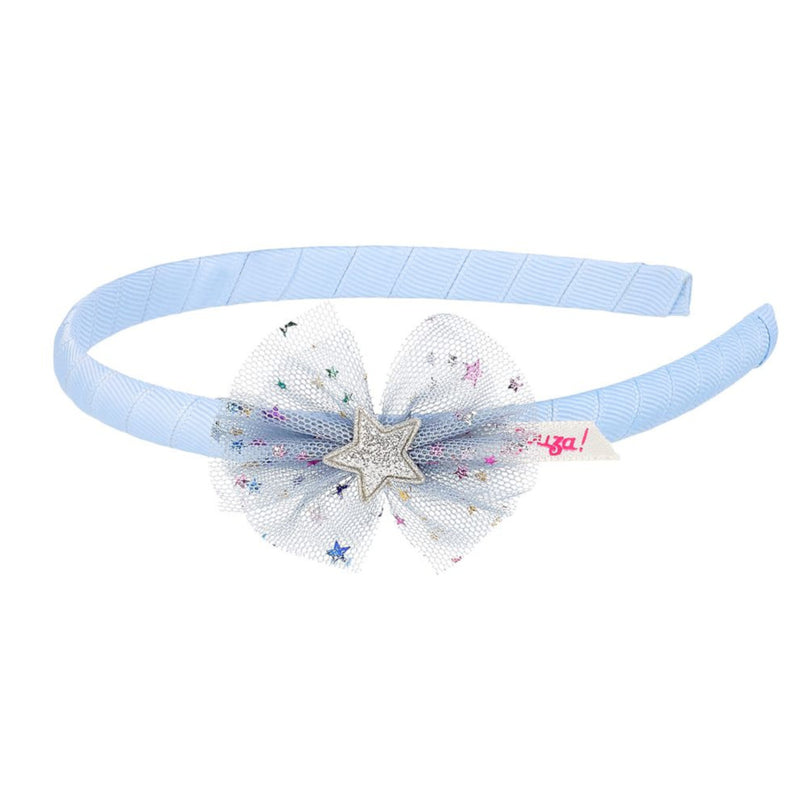 Child's Blue Headband with fabric bow and silver star