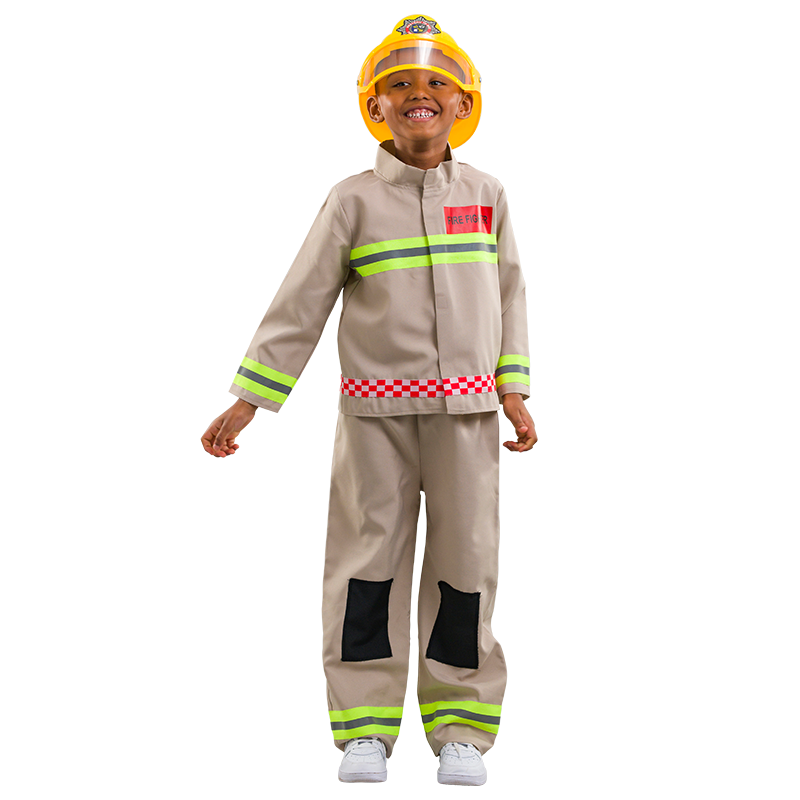 Child's Fire & Rescue costume. Jacket, trousers and yellow helmet
