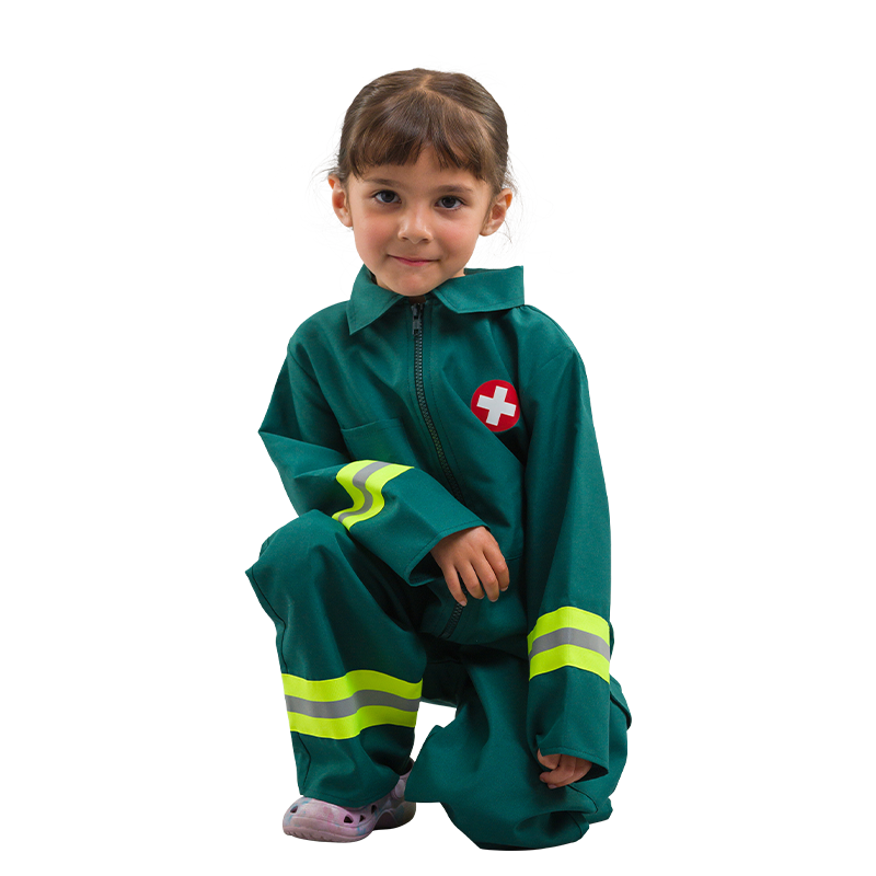 Child's all in one paramedic outfit with reflective stripes and first aid badge