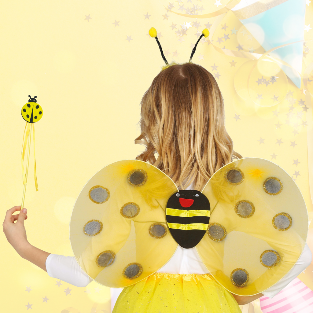 Bumblebee Glitter Wings, Headband & Wand  Set