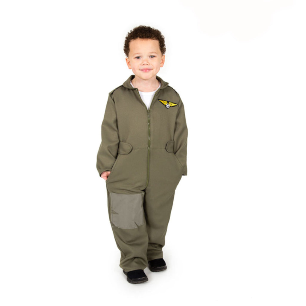 Child's all in one jet pilot suit with gold wings badge