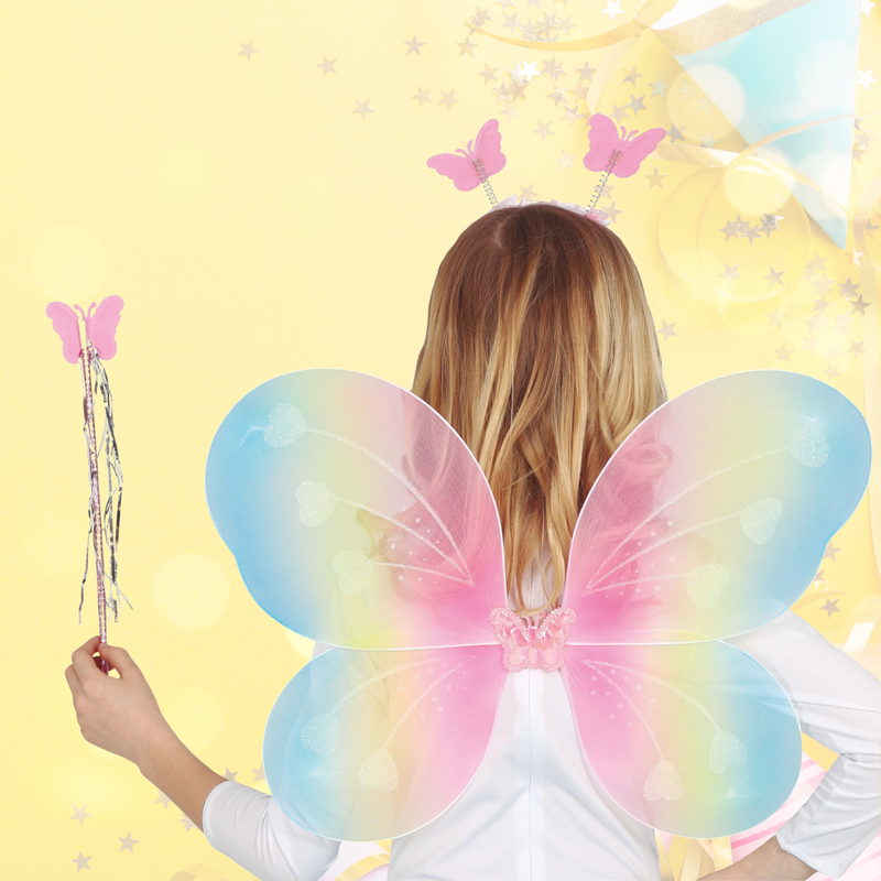 Pink Glitter Fairy Wings Set