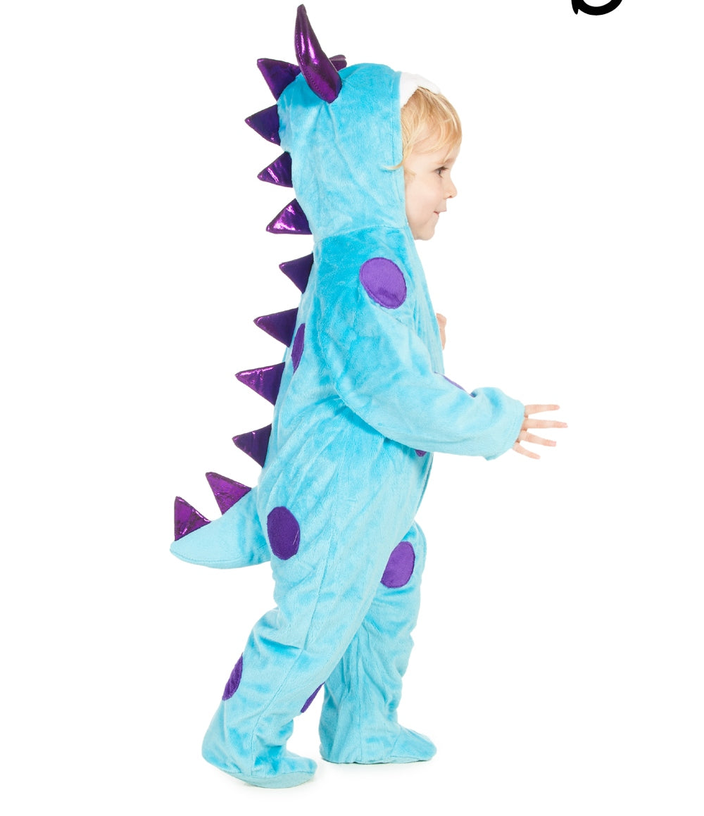 Baby Monster Costume - Baby Costume - Blue Monster jumpsuit with purple spots and spikes- Time to Dress Up