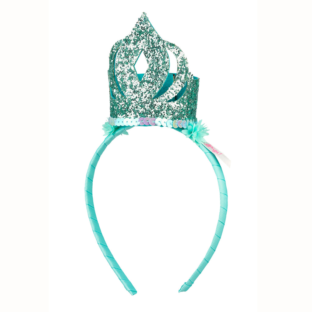 Aqua Glitter Crown Headband